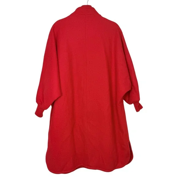 Vintage 90s Herman Kay Red Oversized Wool Blend Power Old Money Swing Coat XL - Picture 2 of 12